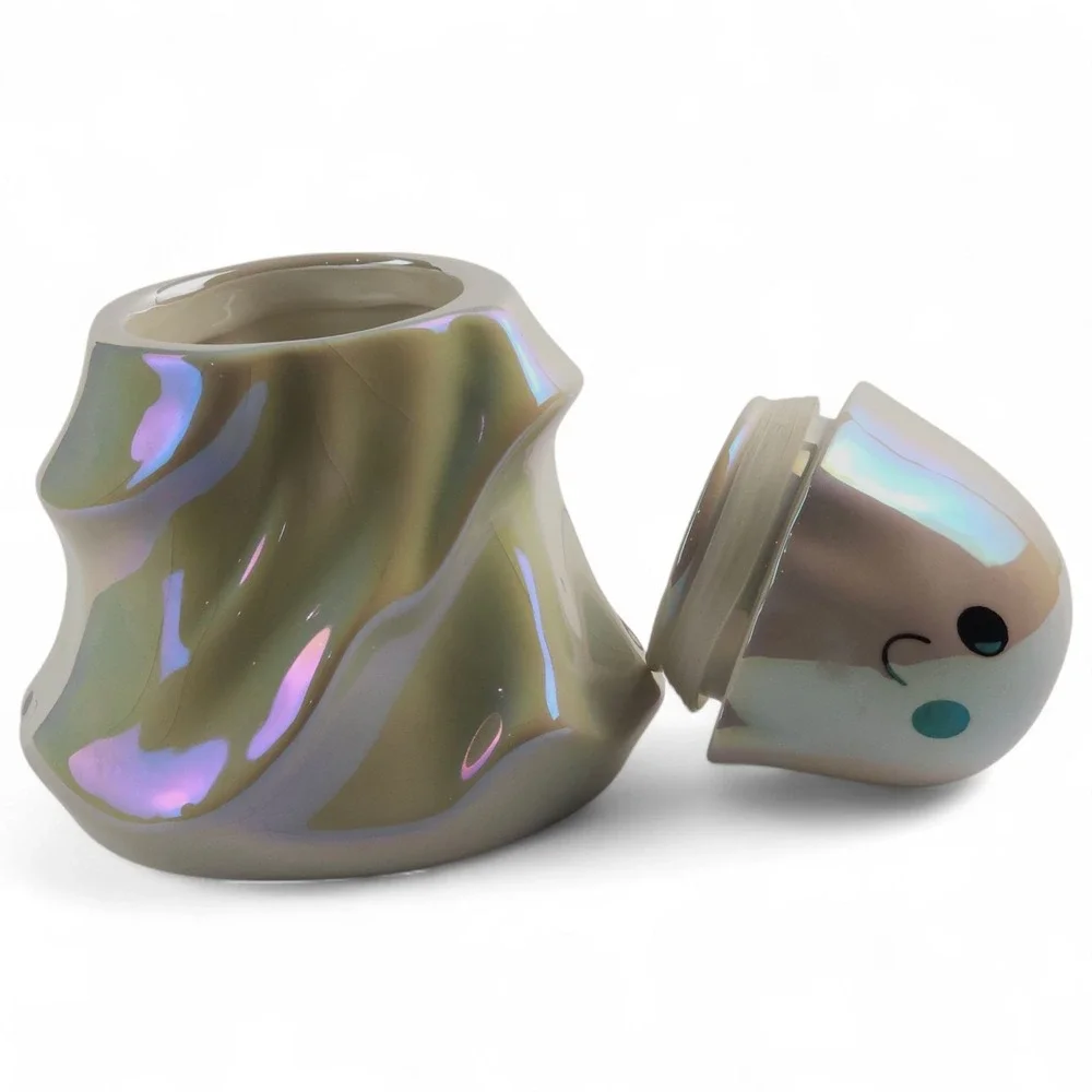 Target Halloween Iridescent Ceramic Ghost Candy Jar Novelty Vessel Decor 7